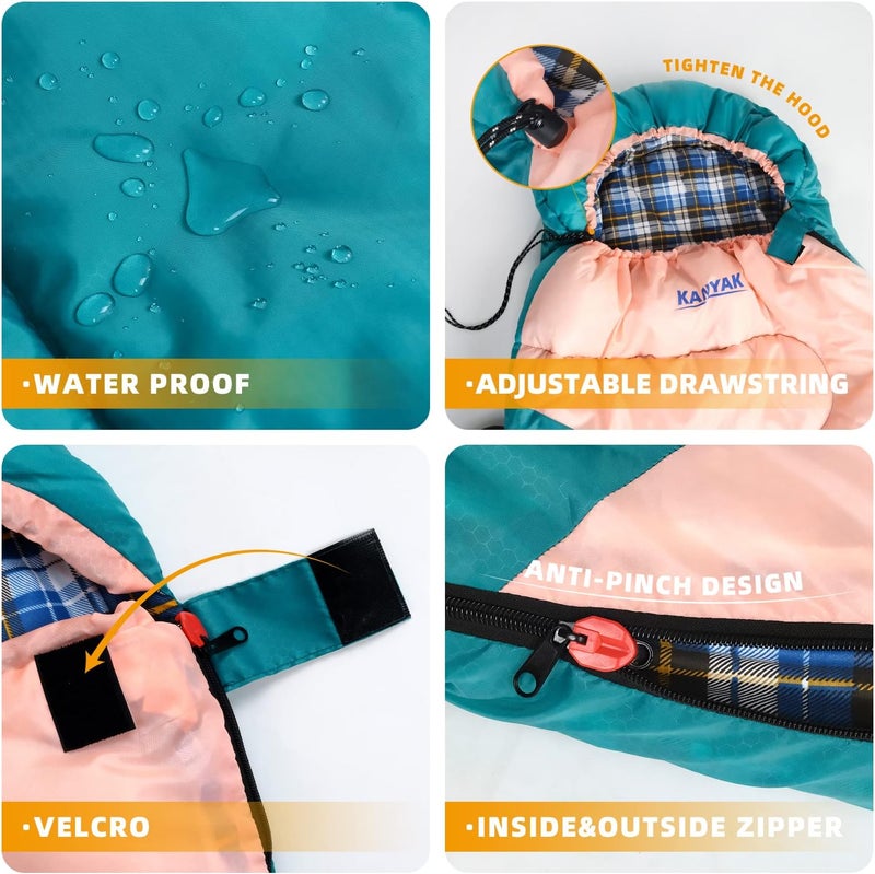 Kanyak Camping Sleeping Bag, 32℉ Sleeping Bags for Adults Kids Teens Cold Weather Warm Sleeping Bag Winter for 3-4 Season Camping, Camping Gear Equipment, Traveling, and Outdoors - Image 3